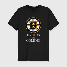 Мужская футболка хлопок Slim с принтом Boston are coming, Бостон Брюинз, Boston Bruins в Кировске, 92% хлопок, 8% лайкра | приталенный силуэт, круглый вырез ворота, длина до линии бедра, короткий рукав | boston | boston bruins | bruins | hockey | nhl | usa | бостон | бостон брюинз | нхл | спорт | сша | хоккей | шайба