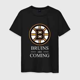 Мужская футболка хлопок с принтом Boston are coming, Бостон Брюинз, Boston Bruins в Новосибирске, 100% хлопок | прямой крой, круглый вырез горловины, длина до линии бедер, слегка спущенное плечо. | boston | boston bruins | bruins | hockey | nhl | usa | бостон | бостон брюинз | нхл | спорт | сша | хоккей | шайба