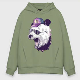 Мужское худи Oversize хлопок с принтом Cool panda в Санкт-Петербурге, френч-терри — 70% хлопок, 30% полиэстер. Мягкий теплый начес внутри —100% хлопок | боковые карманы, эластичные манжеты и нижняя кромка, капюшон на магнитной кнопке | bear | fangs | hype | jaw | panda | клыки | медведь | панда | пасть | хайп