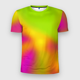 Мужская футболка 3D Slim с принтом Голография в узоре в Белгороде, 100% полиэстер с улучшенными характеристиками | приталенный силуэт, круглая горловина, широкие плечи, сужается к линии бедра | абстракция | голографический | голография | радуга | цвета | цветная | цветной | цветные