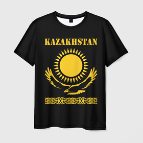 Мужская футболка 3D с принтом KAZAKHSTAN (Казахстан) в Курске, 100% полиэфир | прямой крой, круглый вырез горловины, длина до линии бедер | almaata | kazakhstan | актау | актобе | алмаата | астана | атырау | балхаш | жанаозен | жезказган | казах | казахстан | кокшетау | костанай | кызылорда | павлодар | петропавловск | рудный | семей | талдыкорган