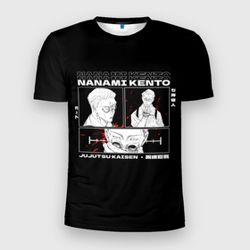 Мужская футболка 3D Slim с принтом Нанами Кенто арт в Новосибирске, 100% полиэстер с улучшенными характеристиками | приталенный силуэт, круглая горловина, широкие плечи, сужается к линии бедра | anime | jujutsu kaisen 0 | nanami kento | аниме | анимэ | магическая битва 0