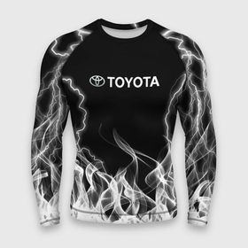 Мужской рашгард 3D с принтом Toyota Молния с огнем. ,  |  | auto | sport | toyota | авто | автомобиль | бренд | спорт | тойота