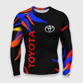 Мужской рашгард 3D с принтом Toyota Разноцветный огонь. ,  |  | auto | sport | toyota | авто | автомобиль | бренд | спорт | тойота