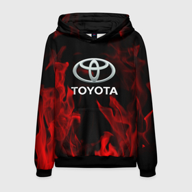 Мужская толстовка 3D с принтом Toyota Red Fire. в Новосибирске, 100% полиэстер | двухслойный капюшон со шнурком для регулировки, мягкие манжеты на рукавах и по низу толстовки, спереди карман-кенгуру с мягким внутренним слоем. | Тематика изображения на принте: auto | sport | toyota | авто | автомобиль | бренд | спорт | тойота