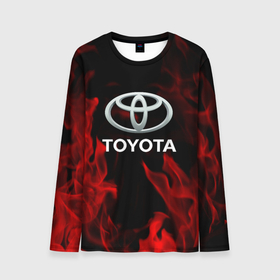 Мужской лонгслив 3D с принтом Toyota Red Fire. в Санкт-Петербурге, 100% полиэстер | длинные рукава, круглый вырез горловины, полуприлегающий силуэт | auto | sport | toyota | авто | автомобиль | бренд | спорт | тойота