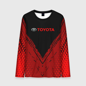 Мужской лонгслив 3D с принтом Toyota Красная текстура. в Тюмени, 100% полиэстер | длинные рукава, круглый вырез горловины, полуприлегающий силуэт | auto | sport | toyota | авто | автомобиль | бренд | спорт | тойота