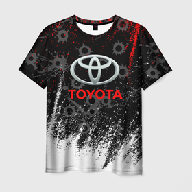 Мужская футболка 3D с принтом Toyota следы от пуль в Тюмени, 100% полиэфир | прямой крой, круглый вырез горловины, длина до линии бедер | auto | sport | toyota | авто | автомобиль | бренд | спорт | тойота