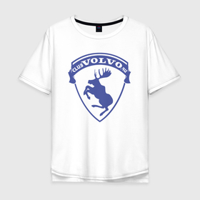 Мужская футболка хлопок Oversize с принтом VOLVO логотип синий в Белгороде, 100% хлопок | свободный крой, круглый ворот, “спинка” длиннее передней части | volvo | автомобиль | вольво | машина