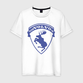 Мужская футболка хлопок с принтом VOLVO логотип синий в Новосибирске, 100% хлопок | прямой крой, круглый вырез горловины, длина до линии бедер, слегка спущенное плечо. | volvo | автомобиль | вольво | машина