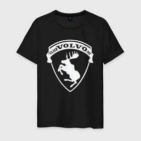 Мужская футболка хлопок с принтом Volvo логотип белый в Санкт-Петербурге, 100% хлопок | прямой крой, круглый вырез горловины, длина до линии бедер, слегка спущенное плечо. | volvo | автомобиль | вольво | логотип | машина