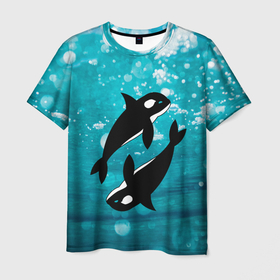 Мужская футболка 3D с принтом кит косатка в океане , 100% полиэфир | прямой крой, круглый вырез горловины, длина до линии бедер | Тематика изображения на принте: orca | sea | whale | вода | кит | косатка | море | океан