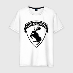 Мужская футболка хлопок с принтом VOLVO логотип чёрный в Санкт-Петербурге, 100% хлопок | прямой крой, круглый вырез горловины, длина до линии бедер, слегка спущенное плечо. | volvo | автомобиль | вольво | логотип | машина