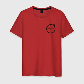 Мужская футболка хлопок с принтом VOLVO чёрный логотип в Тюмени, 100% хлопок | прямой крой, круглый вырез горловины, длина до линии бедер, слегка спущенное плечо. | volvo | автомобиль | вольво | логотип | машина
