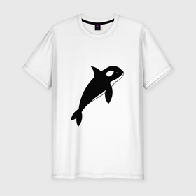 Мужская футболка хлопок Slim с принтом косаточка в Тюмени, 92% хлопок, 8% лайкра | приталенный силуэт, круглый вырез ворота, длина до линии бедра, короткий рукав | ocean | orca | sea | whale | дельфин | кит | косатка | море | океан