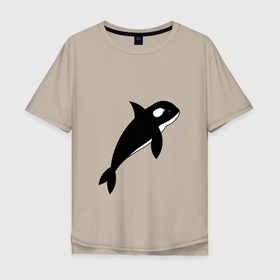 Мужская футболка хлопок Oversize с принтом косаточка в Кировске, 100% хлопок | свободный крой, круглый ворот, “спинка” длиннее передней части | Тематика изображения на принте: ocean | orca | sea | whale | дельфин | кит | косатка | море | океан