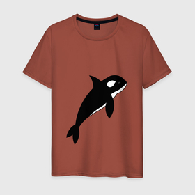 Мужская футболка хлопок с принтом косаточка в Тюмени, 100% хлопок | прямой крой, круглый вырез горловины, длина до линии бедер, слегка спущенное плечо. | ocean | orca | sea | whale | дельфин | кит | косатка | море | океан