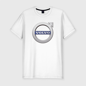 Мужская футболка хлопок Slim с принтом VOLVO лого в Новосибирске, 92% хлопок, 8% лайкра | приталенный силуэт, круглый вырез ворота, длина до линии бедра, короткий рукав | volvo | автомобиль | вольво | логотип | машина