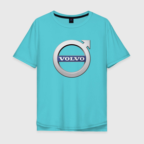 Мужская футболка хлопок Oversize с принтом VOLVO лого в Белгороде, 100% хлопок | свободный крой, круглый ворот, “спинка” длиннее передней части | volvo | автомобиль | вольво | логотип | машина