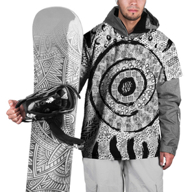 Накидка на куртку 3D с принтом Наскальные узоры в Тюмени, 100% полиэстер |  | абстрактная | белая | белый | паттерн | узоры | черная | черно белая | черно белый | черный