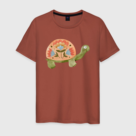 Мужская футболка хлопок с принтом Черепашка  Черепаха в Белгороде, 100% хлопок | прямой крой, круглый вырез горловины, длина до линии бедер, слегка спущенное плечо. | маленькая | милая | панцирь | черепаха | черепашка