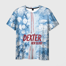 Мужская футболка 3D с принтом Декстер: новый сезон   новая кровь в Санкт-Петербурге, 100% полиэфир | прямой крой, круглый вырез горловины, длина до линии бедер | dexter | new blood | декстер | дектер морган | детективный сериал | новая кровь | свежая кровь | ужасы