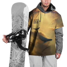 Накидка на куртку 3D с принтом never surrender   кит в Тюмени, 100% полиэстер |  | Тематика изображения на принте: арт | кит | небо | облака | солнце