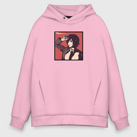 Мужское худи Oversize хлопок с принтом Girl Smoke в городе Новоалтайск, френч-терри — 70% хлопок, 30% полиэстер. Мягкий теплый начес внутри —100% хлопок | боковые карманы, эластичные манжеты и нижняя кромка, капюшон на магнитной кнопке | girl | smoke | аниме | арт | девушка