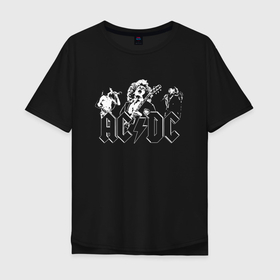 Мужская футболка хлопок Oversize с принтом AC DC Группа в Екатеринбурге, 100% хлопок | свободный крой, круглый ворот, “спинка” длиннее передней части | ac | ac dc | acdc | dc | music | rock | ас дс | музыка | рок