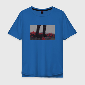 Мужская футболка хлопок Oversize с принтом Flowers and Keds в Новосибирске, 100% хлопок | свободный крой, круглый ворот, “спинка” длиннее передней части | flower | jeans | keds | арт | кеды | цветы