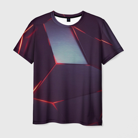 Мужская футболка 3D с принтом ИЗЛУЧЕНИЕ НЕОНА , 100% полиэфир | прямой крой, круглый вырез горловины, длина до линии бедер | абстракция | минимализм | неон | плиты | текстура