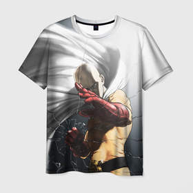 Мужская футболка 3D с принтом One Punch Man   Сайтама , 100% полиэфир | прямой крой, круглый вырез горловины, длина до линии бедер | one | one punch man | onepunch man | saitama | аниме | анимэ | ван панч мен | ванпанчмен | комикс | манга | сайтама