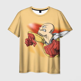 Мужская футболка 3D с принтом Сайтама   One Punch Man в Тюмени, 100% полиэфир | прямой крой, круглый вырез горловины, длина до линии бедер | one | one punch man | onepunch man | saitama | аниме | анимэ | ван панч мен | ванпанчмен | комикс | манга | сайтама