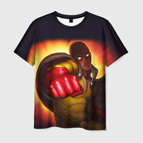 Мужская футболка 3D с принтом Ванпанчмен Сайтама   One Punch Man в Тюмени, 100% полиэфир | прямой крой, круглый вырез горловины, длина до линии бедер | one | one punch man | onepunch man | saitama | аниме | анимэ | ван панч мен | ванпанчмен | комикс | манга | сайтама