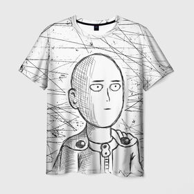 Мужская футболка 3D с принтом Ванпанчмен Сайтама   Saitama в Тюмени, 100% полиэфир | прямой крой, круглый вырез горловины, длина до линии бедер | one | one punch man | onepunch man | saitama | аниме | анимэ | ван панч мен | ванпанчмен | комикс | манга | сайтама