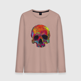 Мужской лонгслив хлопок с принтом Cool color skull в Тюмени, 100% хлопок |  | color | hype | neon | skull | неон | хайп | цвет | череп