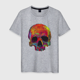 Мужская футболка хлопок с принтом Cool color skull в Новосибирске, 100% хлопок | прямой крой, круглый вырез горловины, длина до линии бедер, слегка спущенное плечо. | color | hype | neon | skull | неон | хайп | цвет | череп