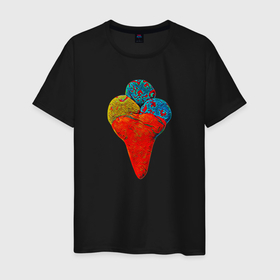 Мужская футболка хлопок с принтом Яркое мороженое рожок   Арт в Кировске, 100% хлопок | прямой крой, круглый вырез горловины, длина до линии бедер, слегка спущенное плечо. | ice cream | детям | мороженое | оранжевый | синий | скетч | яркое