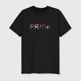 Мужская футболка хлопок Slim с принтом Pride rainbow в Санкт-Петербурге, 92% хлопок, 8% лайкра | приталенный силуэт, круглый вырез ворота, длина до линии бедра, короткий рукав | love | queer | rainbow | transgender
