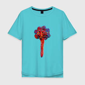 Мужская футболка хлопок Oversize с принтом Яркий цветок арт в Новосибирске, 100% хлопок | свободный крой, круглый ворот, “спинка” длиннее передней части | детский | летнее настроение | нарисованный | праздник | цветок