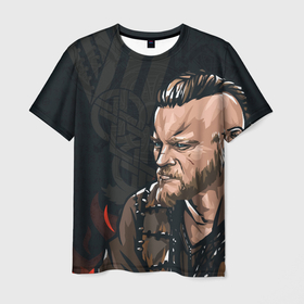 Мужская футболка 3D с принтом Викинг Рагнар в Кировске, 100% полиэфир | прямой крой, круглый вырез горловины, длина до линии бедер | викинг | кожаные штаны | конунг | один | рагнар