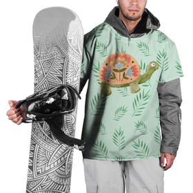 Накидка на куртку 3D с принтом Черепашка и листья в Екатеринбурге, 100% полиэстер |  | Тематика изображения на принте: зелень | лето | листья | черепаха | черепашка