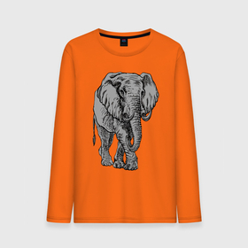 Мужской лонгслив хлопок с принтом Огромный могучий слон в Кировске, 100% хлопок |  | ears | elephant | giant | tusks | бивни | гигант | слон | уши