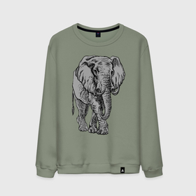 Мужской свитшот хлопок с принтом Огромный могучий слон в Кировске, 100% хлопок |  | ears | elephant | giant | tusks | бивни | гигант | слон | уши
