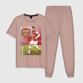 Мужская пижама хлопок с принтом Arsenal, Mesut Ozil , 100% хлопок | брюки и футболка прямого кроя, без карманов, на брюках мягкая резинка на поясе и по низу штанин
 | arsenal | celebrity | england | football | forward | mesut ozil | star | англия | арсенал | звезда | знаменитость | месут озил | футбол
