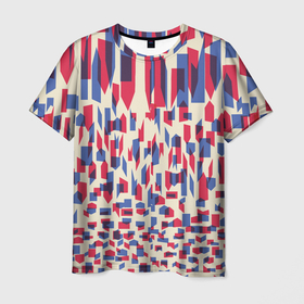 Мужская футболка 3D с принтом Красно синие пятна в Петрозаводске, 100% полиэфир | прямой крой, круглый вырез горловины, длина до линии бедер | красные пятна | паттерн | пятно | синие пятна | узор | цвета флага
