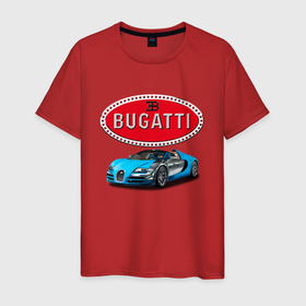 Мужская футболка хлопок с принтом Bugatti, Italy в Петрозаводске, 100% хлопок | прямой крой, круглый вырез горловины, длина до линии бедер, слегка спущенное плечо. | bugatti | car | italy | motorsport | prestige | racing | автомобиль | автоспорт | бугатти | гонка | италия | престиж