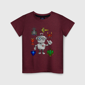 Детская футболка хлопок с принтом Робот, на фоне космических кораблей. в Екатеринбурге, 100% хлопок | круглый вырез горловины, полуприлегающий силуэт, длина до линии бедер | веселый робот | день рождения | для девочки | для детей | для мальчика | космический корабль | космос | планета | подарок | пришелец | робот | цветной