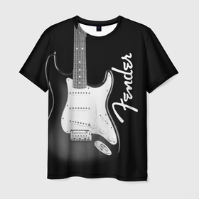 Мужская футболка 3D с принтом FENDER guitar   ФЕНДЕР гитара , 100% полиэфир | прямой крой, круглый вырез горловины, длина до линии бедер | acoustic | fender | guitar | music | rock | stratocaster | telecaster | акустика | гитара | звук | музыка | рок | струны | телекастер | фендер | электрогитара