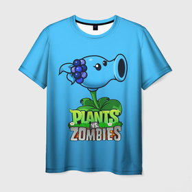 Мужская футболка 3D с принтом Plants vs. Zombies   Морозный Горох , 100% полиэфир | прямой крой, круглый вырез горловины, длина до линии бедер | plants vs zombies | зомби | игра | компьютерная игра | морозный горох | против | растения | растения против зомби